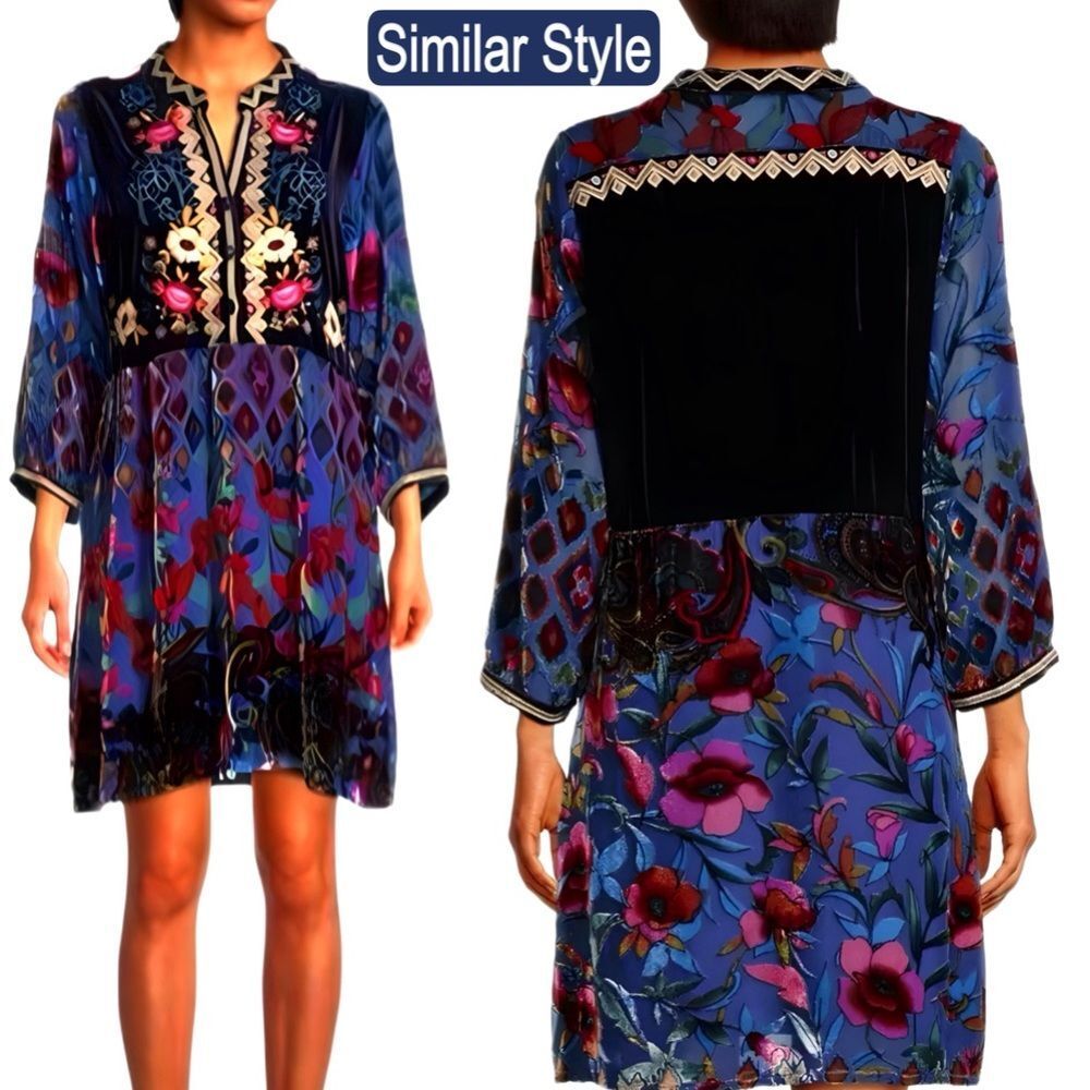 Johnny Was Velvet Long Sleeve Dress - Picture 13 of 17